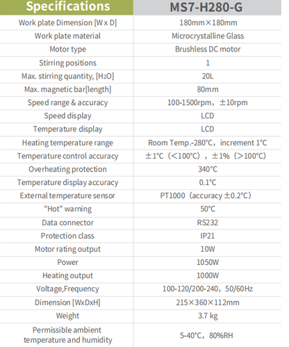 MS7-H280-G LCD Digital Control 7-Inch Infrared Heating Magnetic
